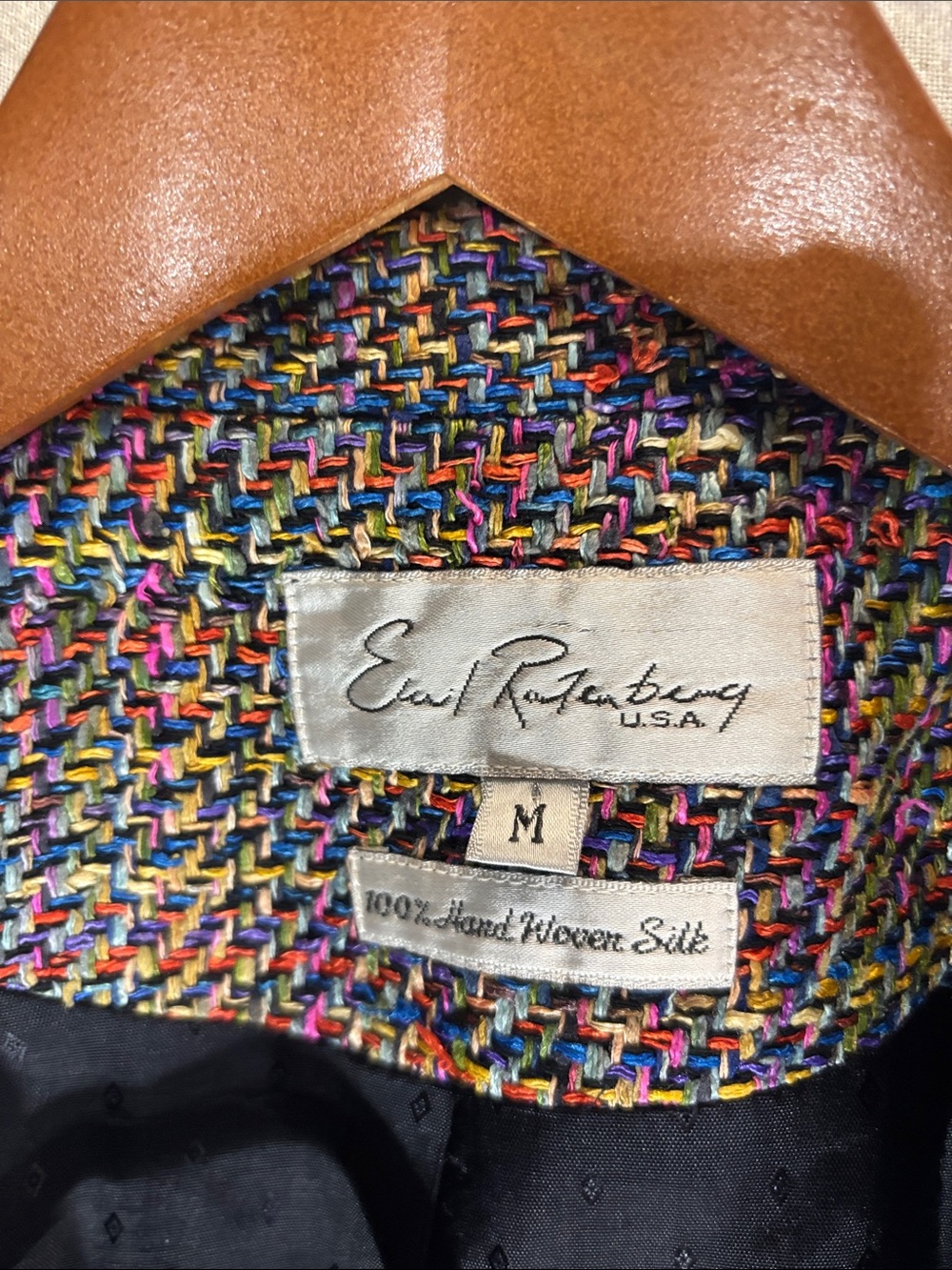 Vintage Earl Rutenberg 100% Handwoven Silk Tweed Blazer Jacket Medium EUC - Picture 2 of 7
